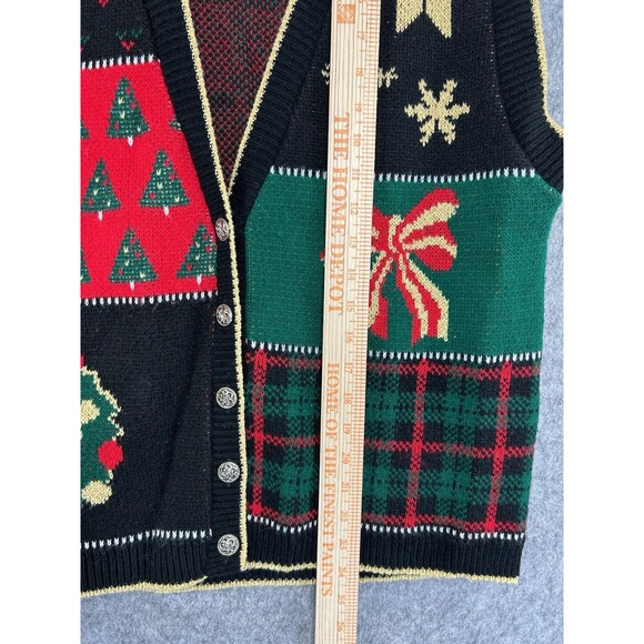 VTG Cricket Lane Christmas Sweater Vest Women's S Plaid Coquette Bow Wreath Tree - Picture 7 of 10